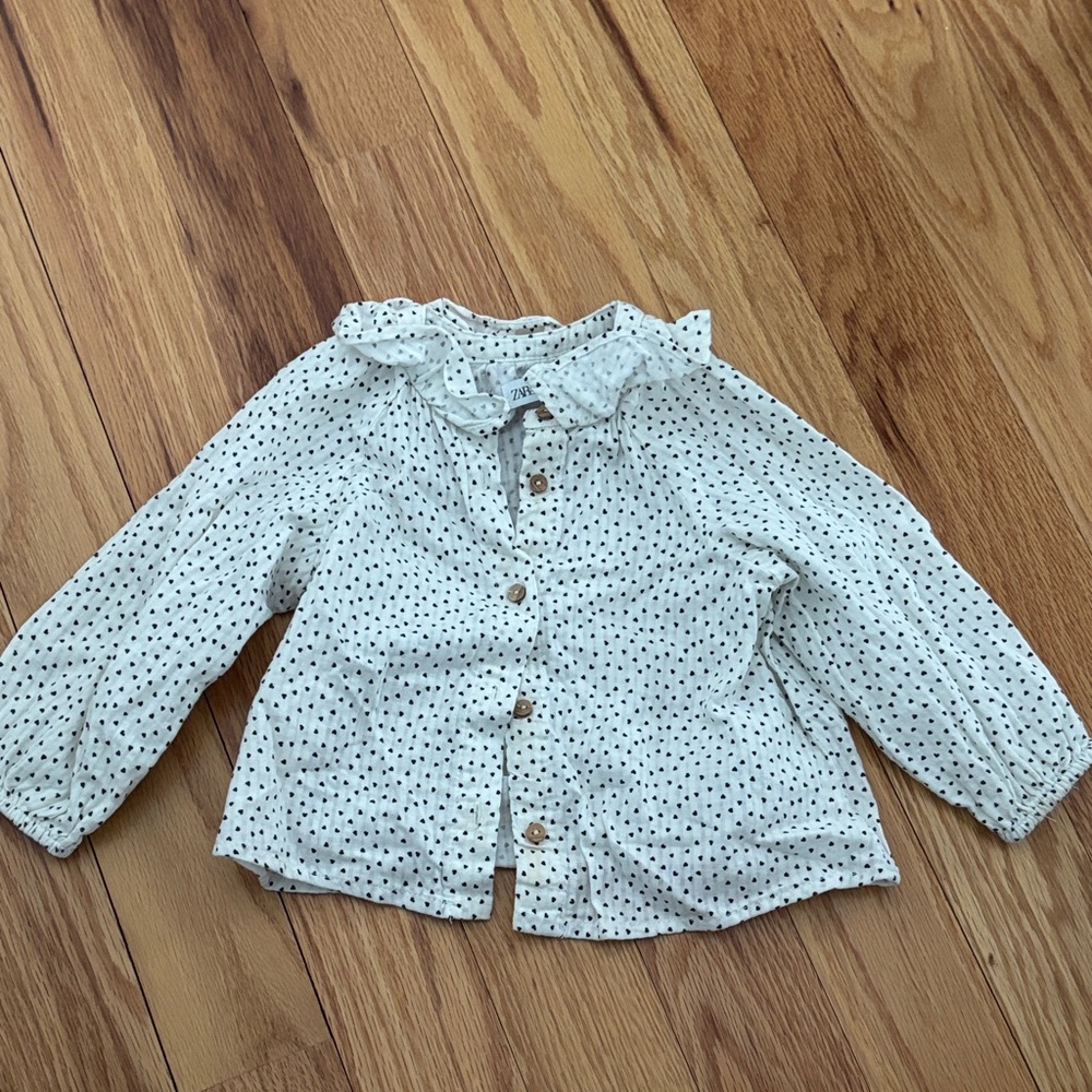 White and black heart Zara top